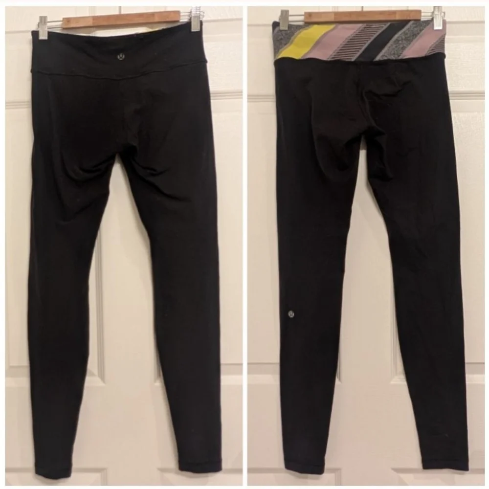 Lululemon Reversible Black Leggings Waistband Size 6 Full length